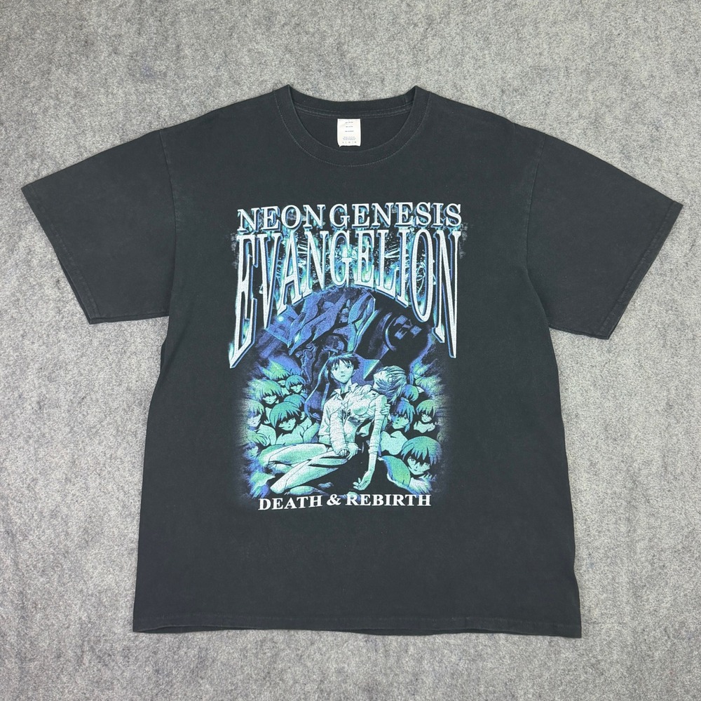 Neon Genesis Evangelion Death & Rebirth Anime Graphic T-Shirt Black Large